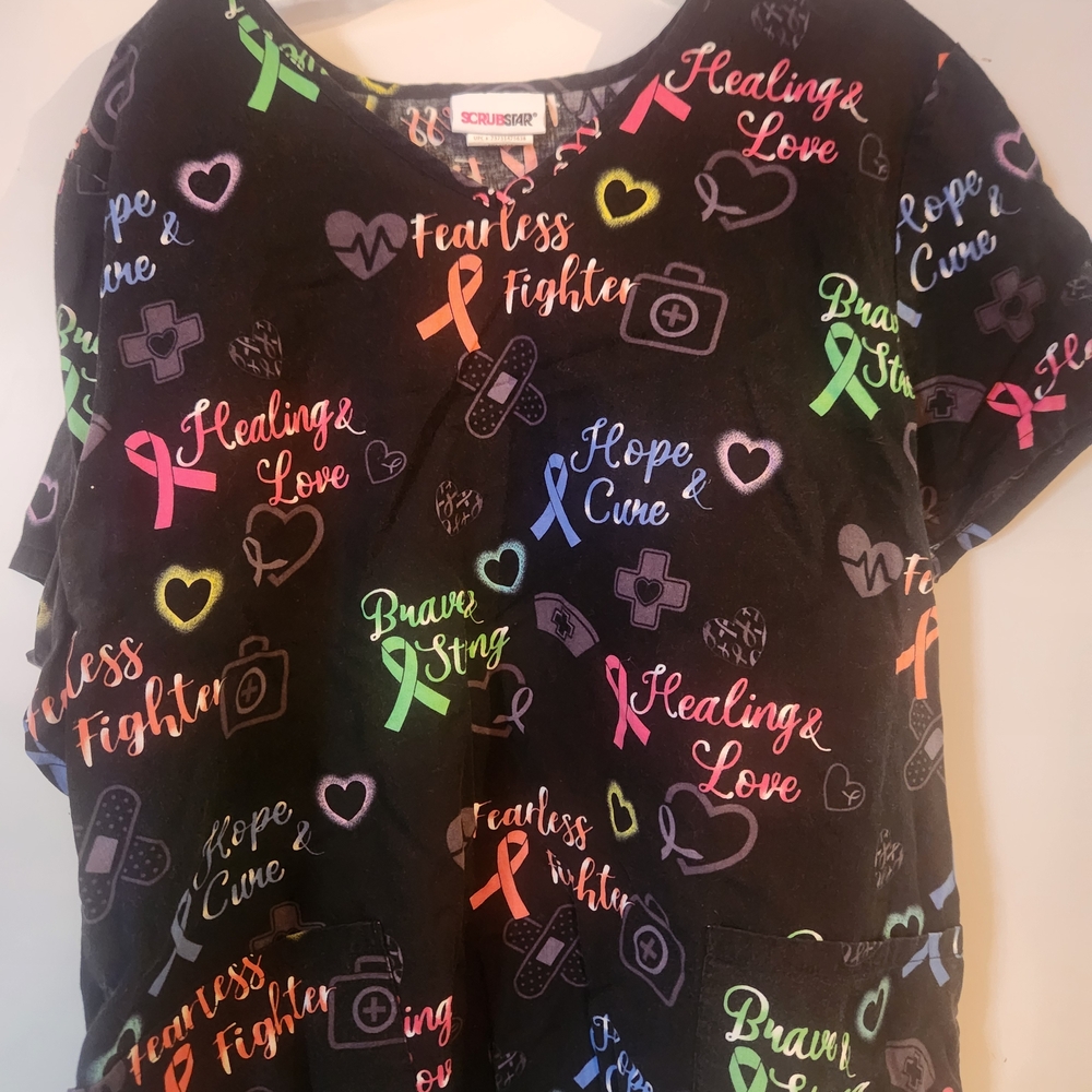 Scrubstar Women's Short Sleeve Tee - Black with Colorful Print